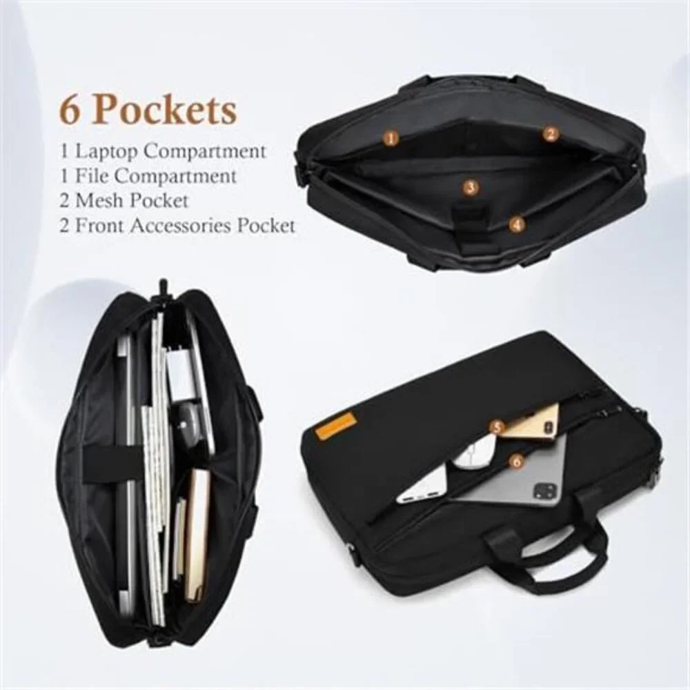 Laptop Shoulder Bag Carrying Case Water Repellent Briefcase 15 16 17 Inch PC
